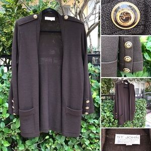 St. John Brown Cardigan Size Medium